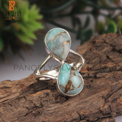 Natural Mojave Amazonite Pear Shape Hypoallergenic 925 Ring