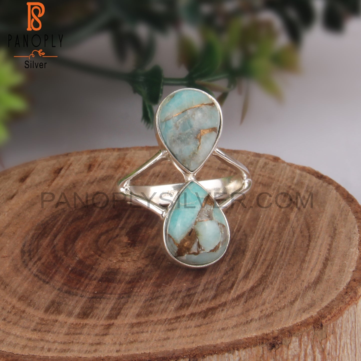 Natural Mojave Amazonite Pear Shape Hypoallergenic 925 Ring