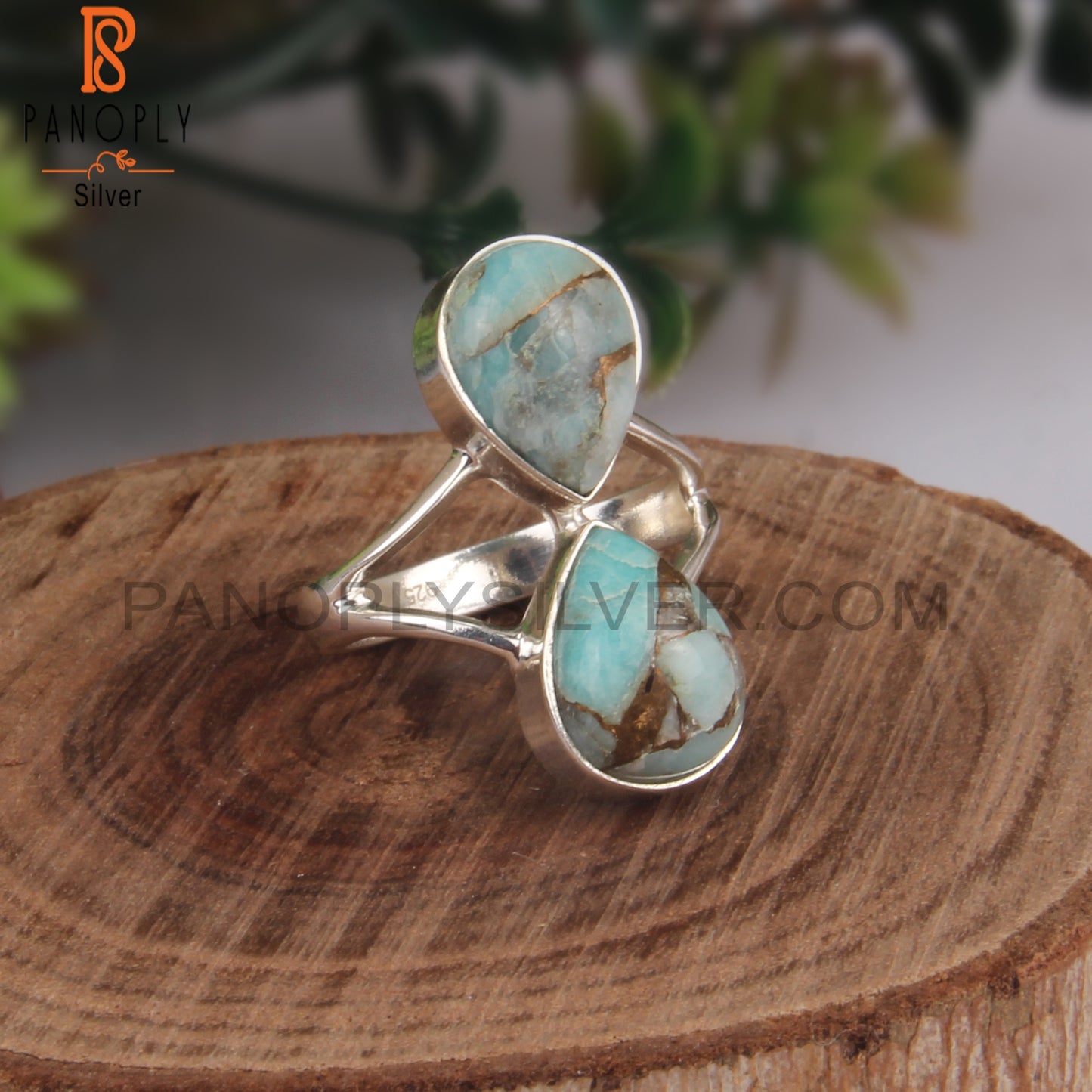 Natural Mojave Amazonite Pear Shape Hypoallergenic 925 Ring