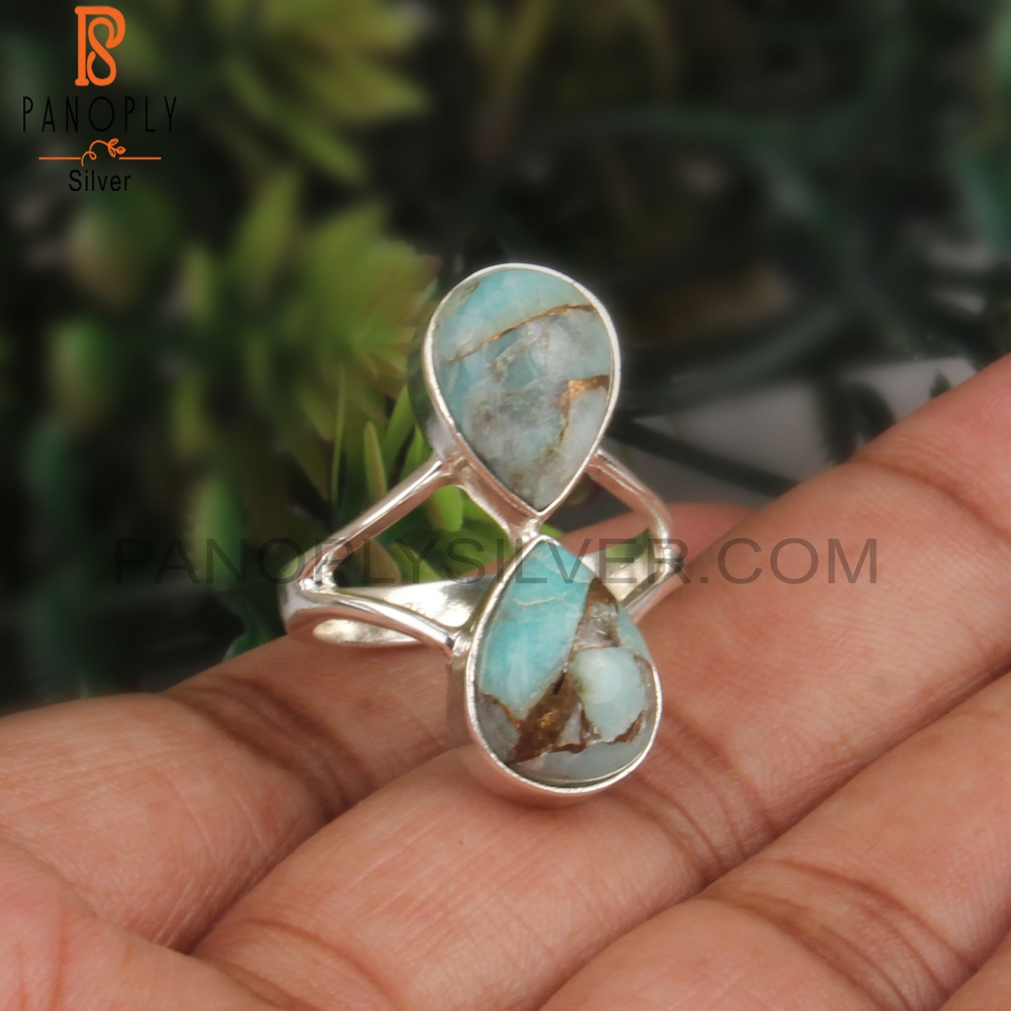 Natural Mojave Amazonite Pear Shape Hypoallergenic 925 Ring