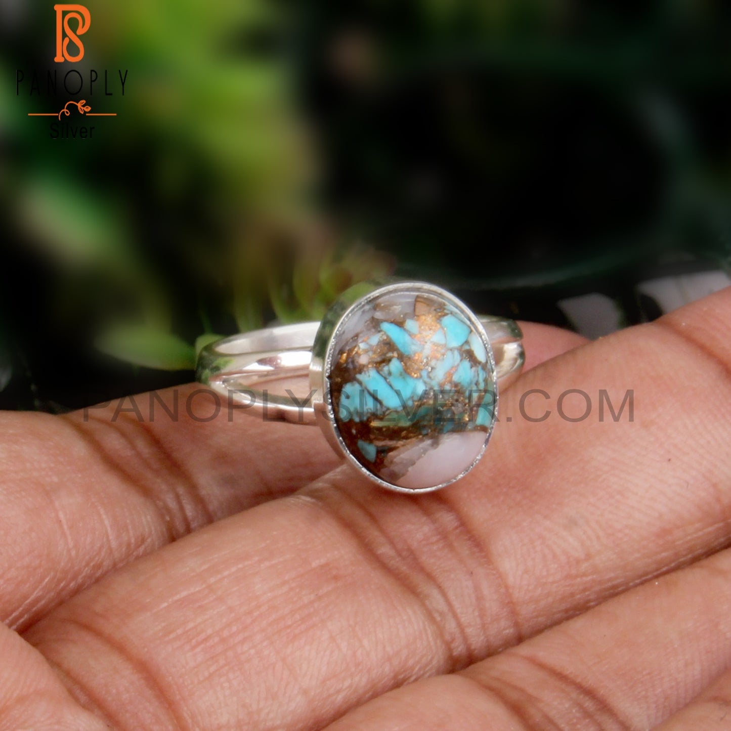 Mojave Copper Pink Opal Turquoise Oval 925 Silver Ring