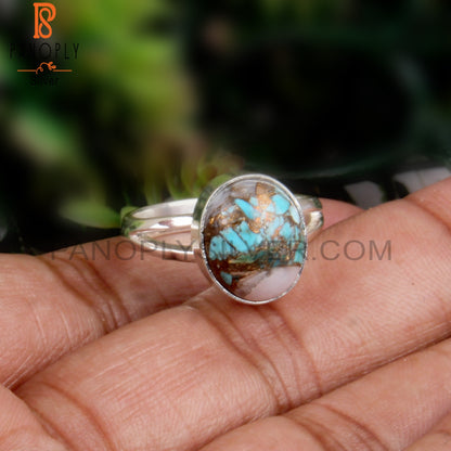 Mojave Copper Pink Opal Turquoise Oval 925 Silver Ring