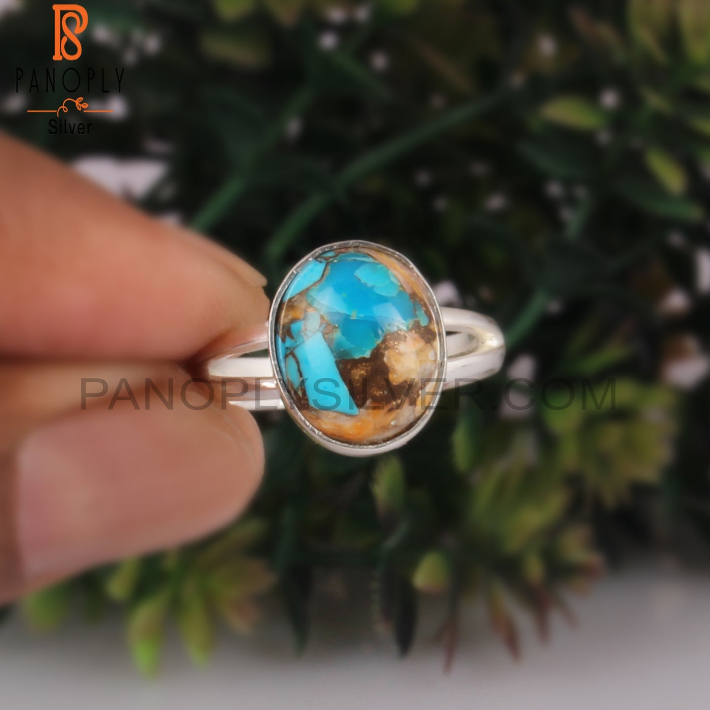 Mojave Copper Oyster Turquoise Silver Ring