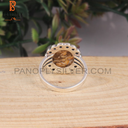 Cabochon Mojave Copper Bumblebee Turquoise Silver Ring