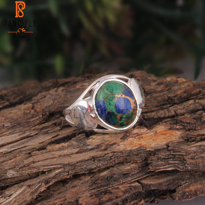 Mojave Copper Azurite Oval Shape 925 Sterling Silver Ring