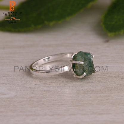 Emerald Rough 925 Sterling Silver Green Stone Ring