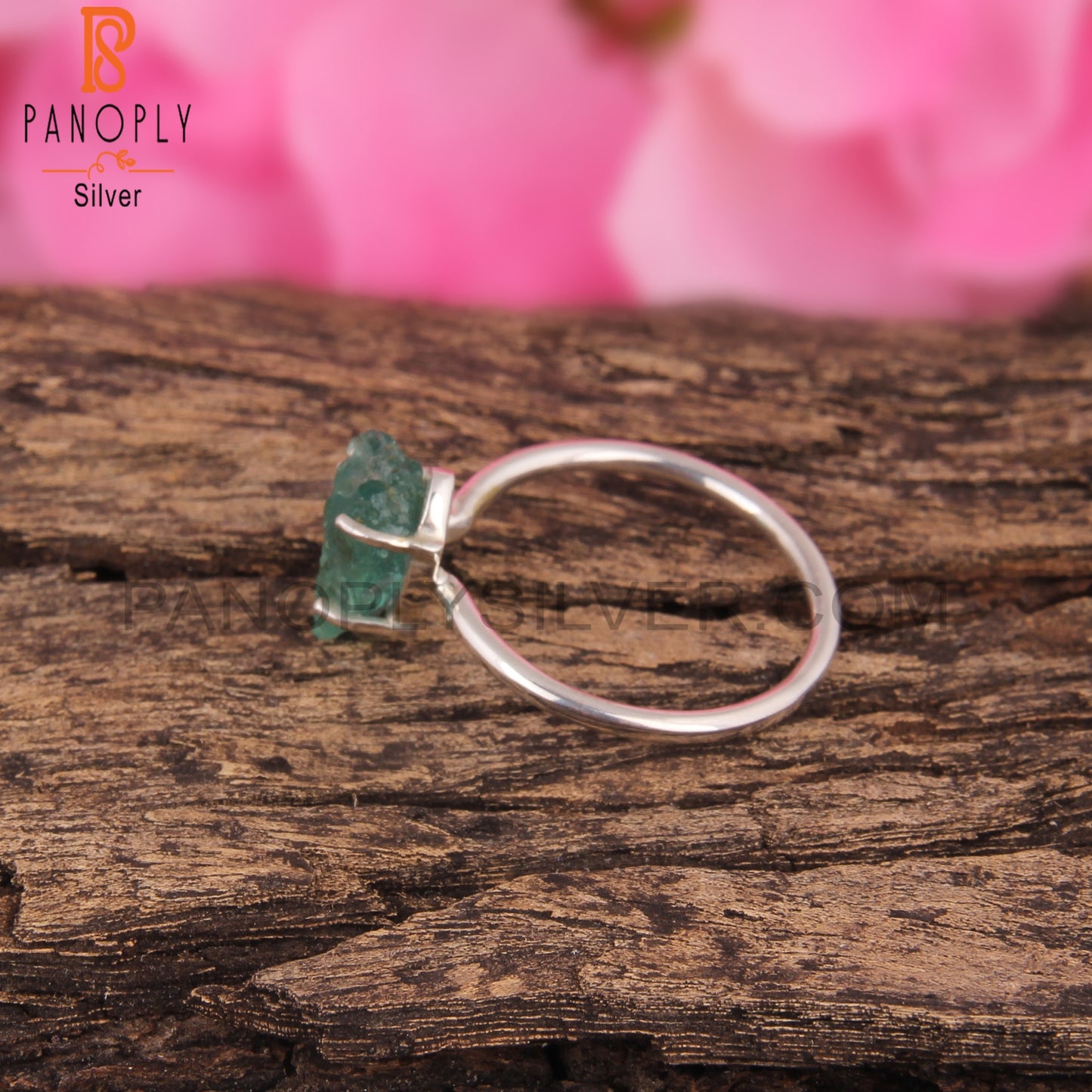 Emerald Green Rough 925 Sterling Silver Ring