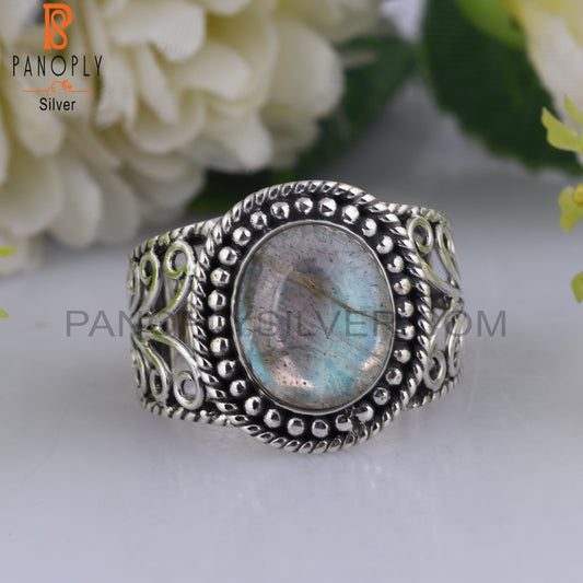 Doublet Labradorite Oval Shape 925 Sterling Silver Ring