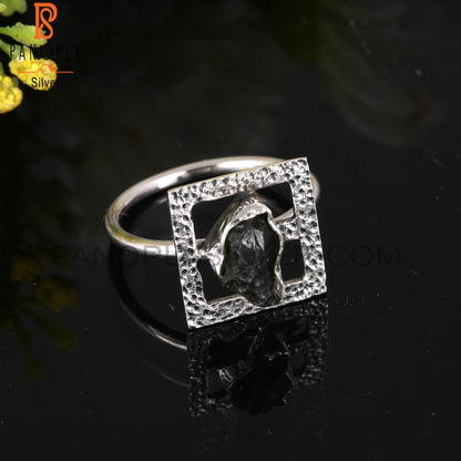 Stylish Moldavite 925 Sterling Silver Ring