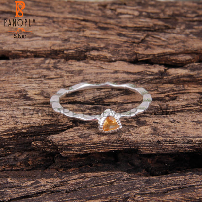 Citrine Triangular Shape 925 Sterling Silver Ring