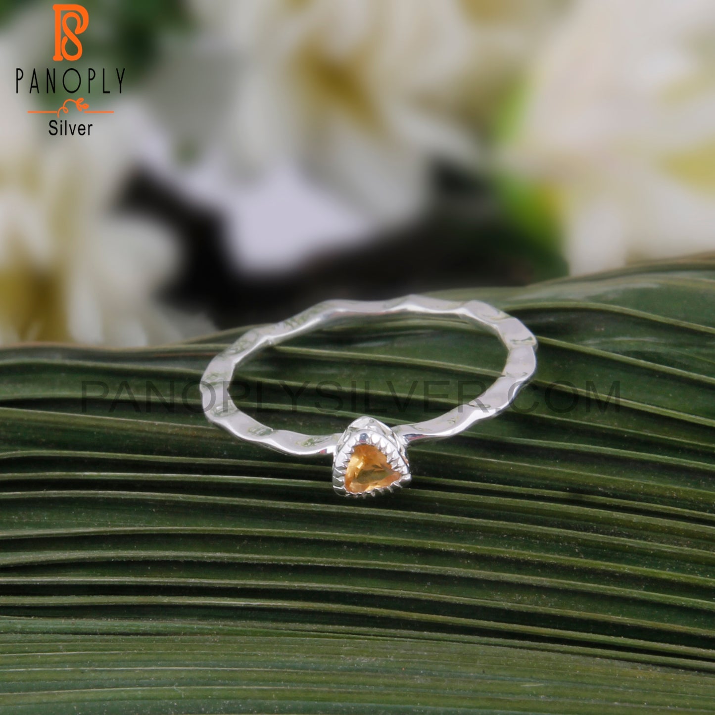 Citrine Triangular Shape 925 Sterling Silver Ring