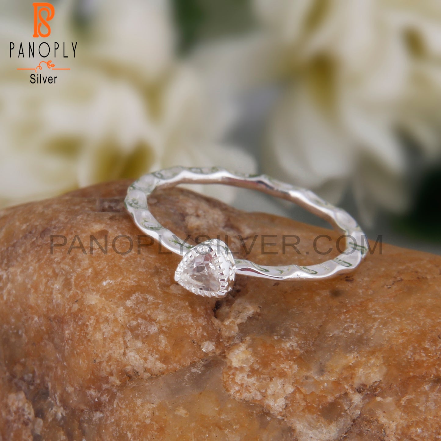 Crystal Quartz Triangular 925 Sterling Silver Ring