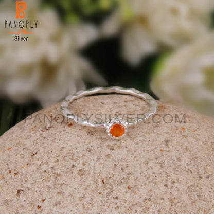 Designer Carnelian Round 925 Silver Women’s Ring