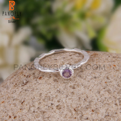 Pink Amethyst Gemstone Round 925 Silver Rare Ring