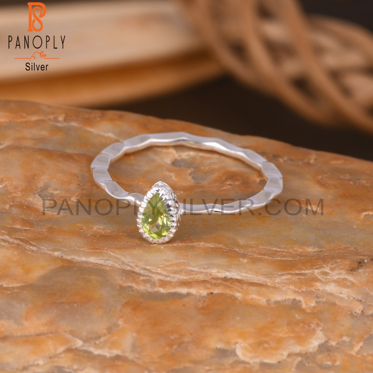 Peridot Pear Shape 925 Sterling Silver Ring