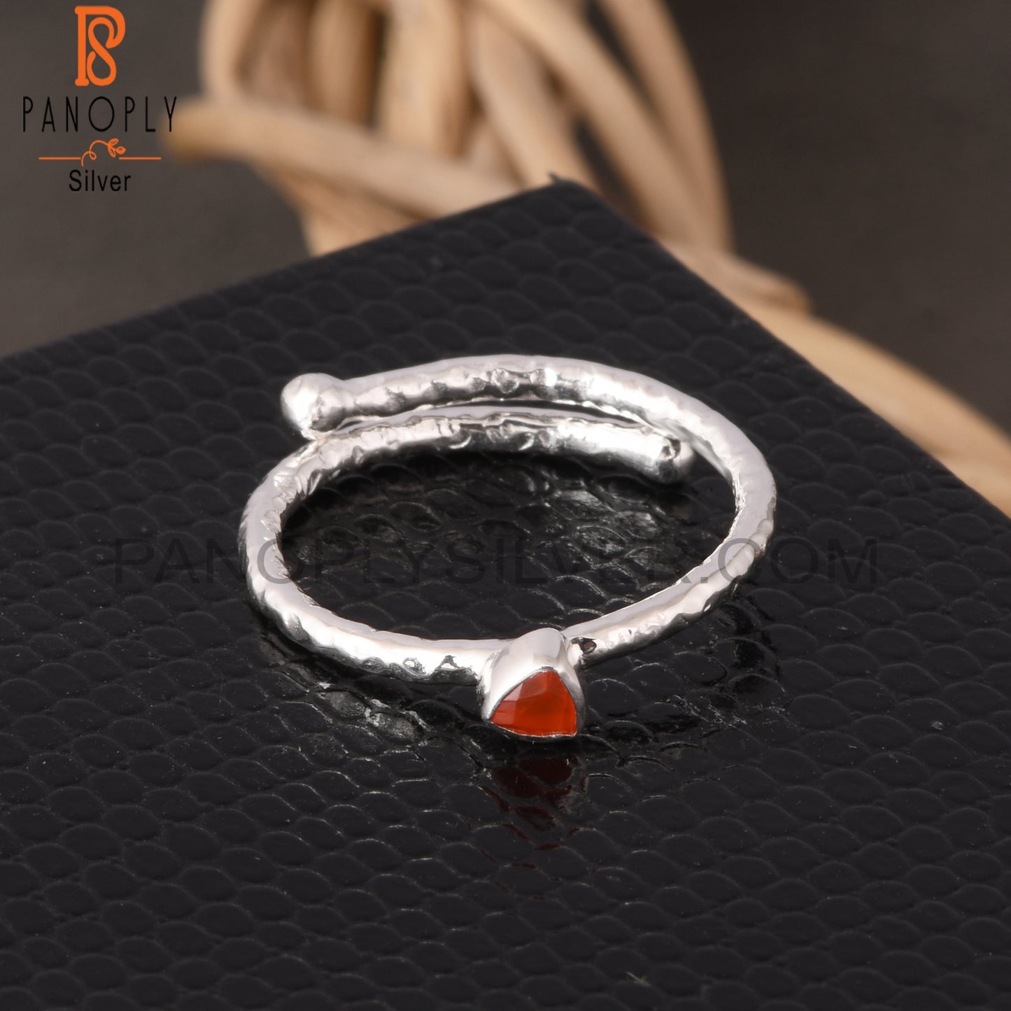 Carnelian Trillion Shape 925 Sterling Silver Minimalist Ring