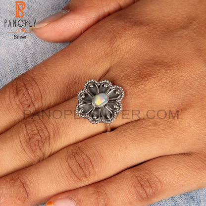 Aesthetic Ethiopian Opal Oval 925 Silver Ring