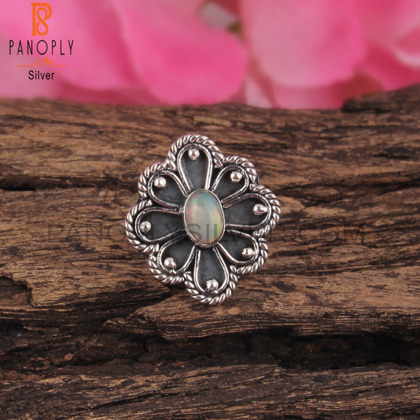 Aesthetic Ethiopian Opal Oval 925 Silver Ring