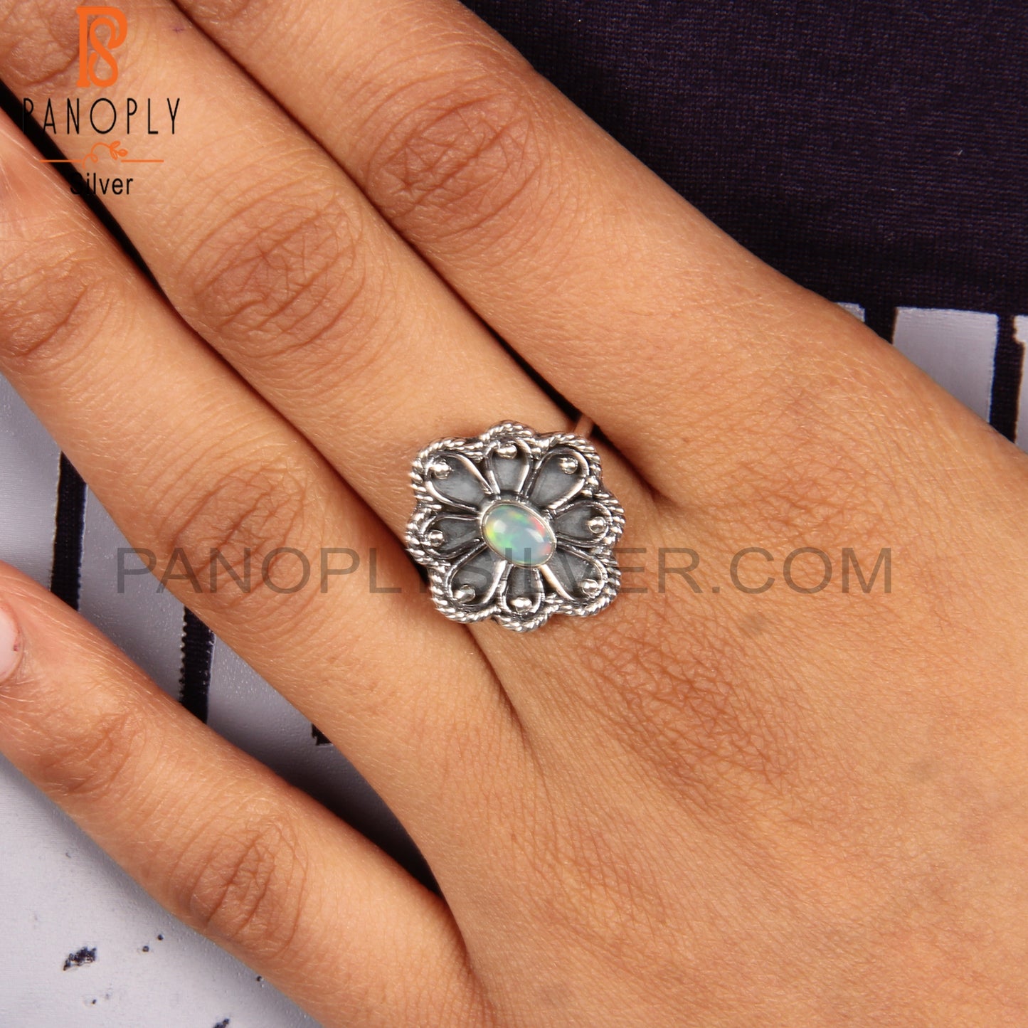 Aesthetic Ethiopian Opal Oval 925 Silver Ring