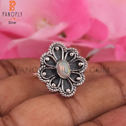 Aesthetic Ethiopian Opal Oval 925 Silver Ring