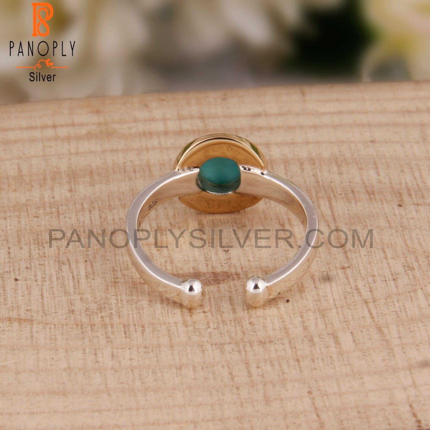 Round Arizona Turquoise 925 Sterling Silver Daily Wear Ring