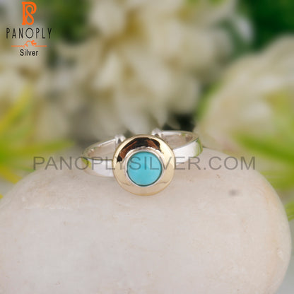 Round Arizona Turquoise 925 Sterling Silver Daily Wear Ring