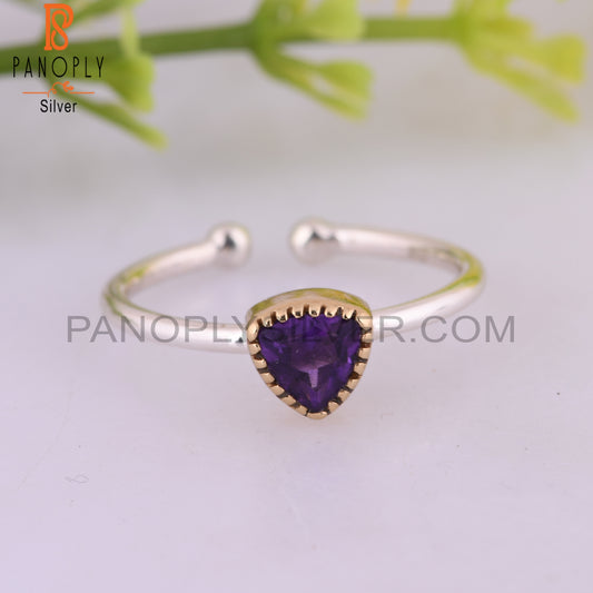 Trillion Shape Amethyst 925 Sterling Silver Ring