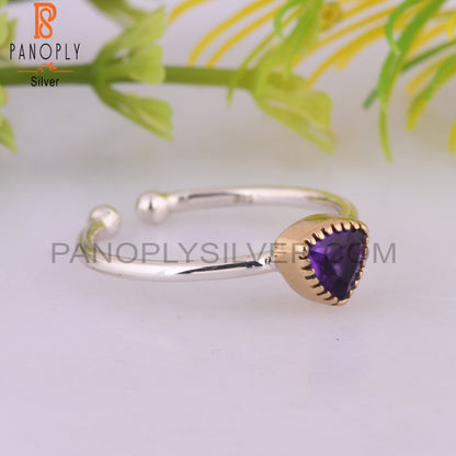 Trillion Shape Amethyst 925 Sterling Silver Ring