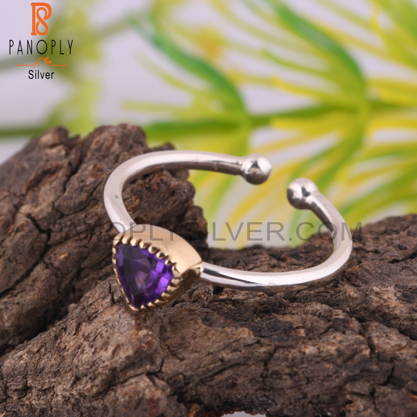 Trillion Shape Amethyst 925 Sterling Silver Ring