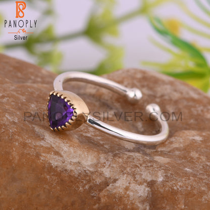 Trillion Shape Amethyst 925 Sterling Silver Ring