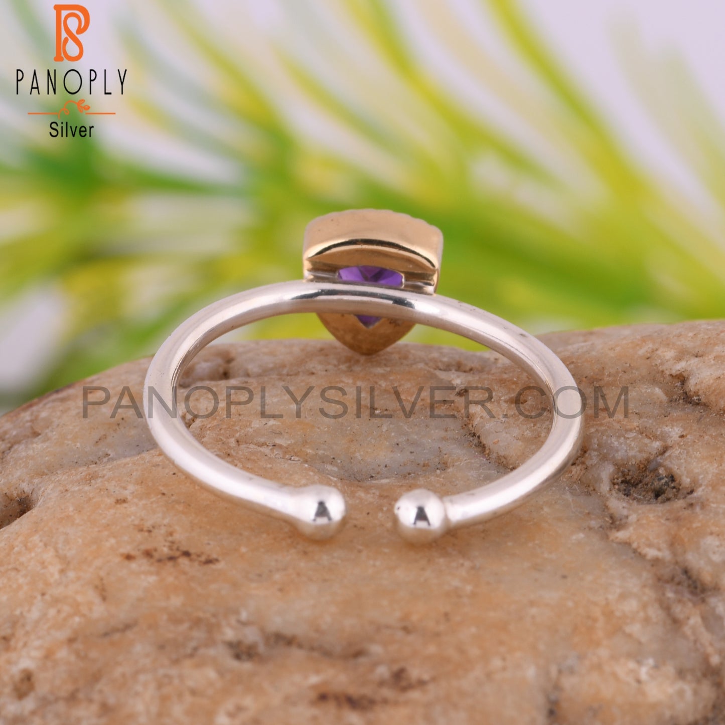 Trillion Shape Amethyst 925 Sterling Silver Ring