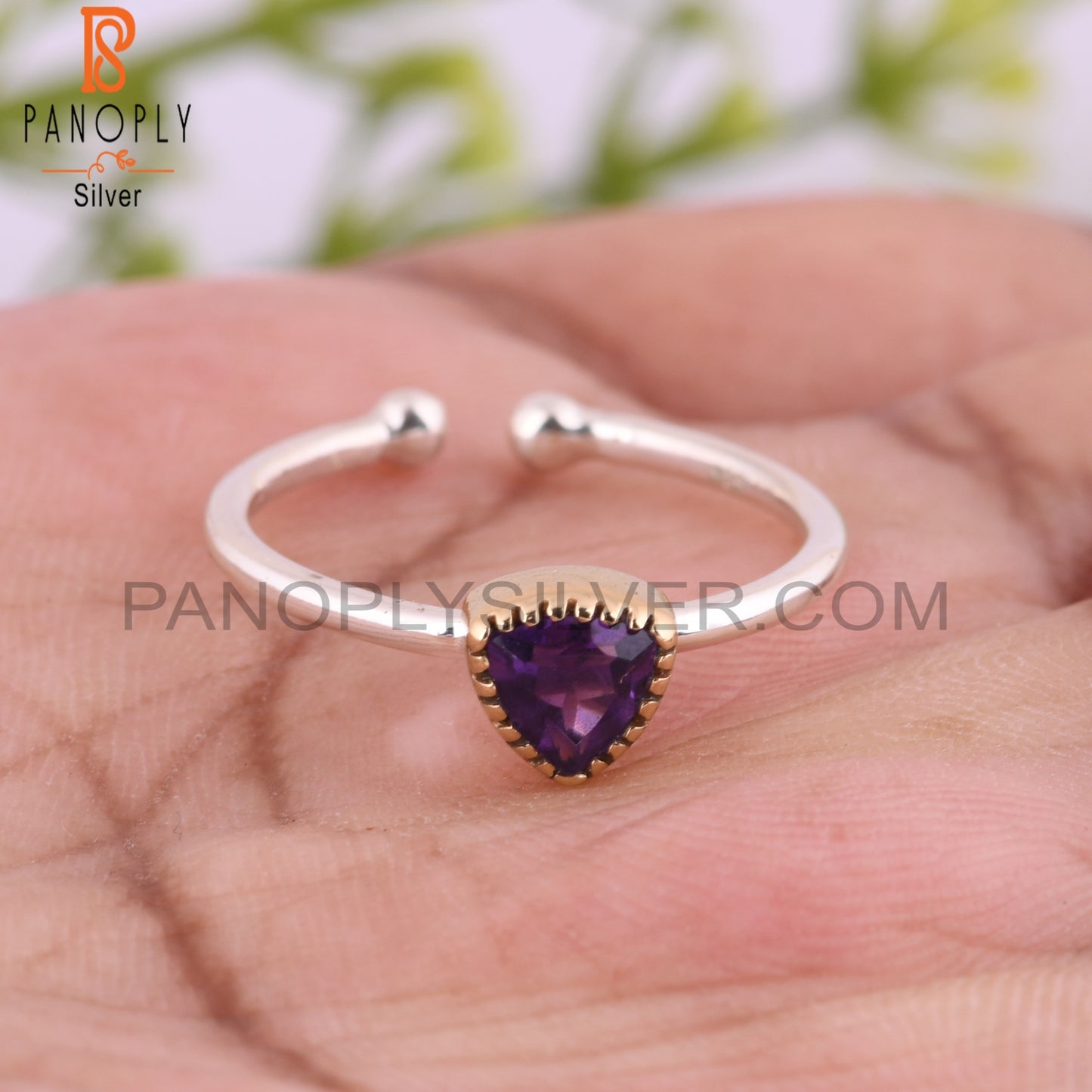 Trillion Shape Amethyst 925 Sterling Silver Ring