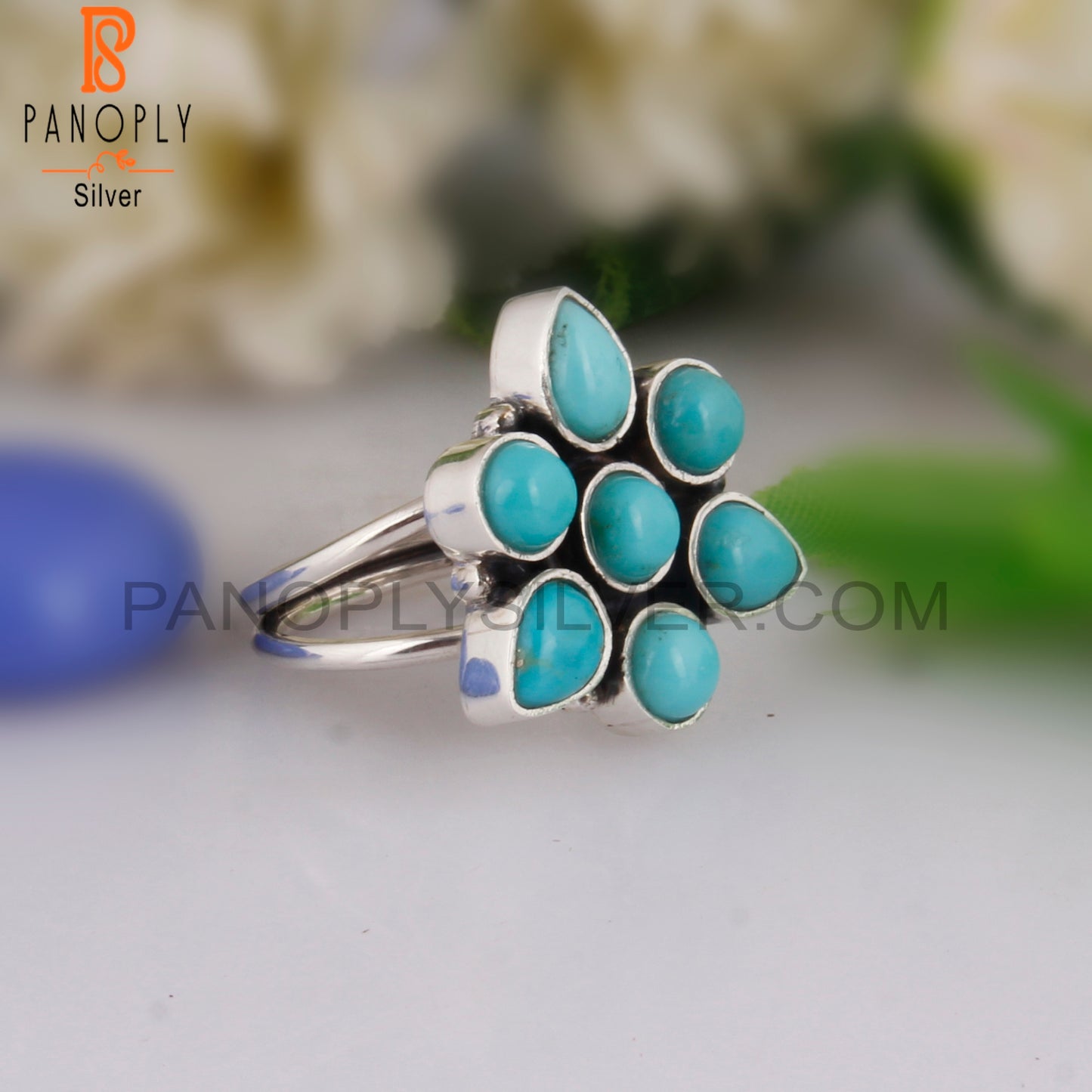 Designer Arizona Turquoise 925 Sterling Silver Wedding Ring