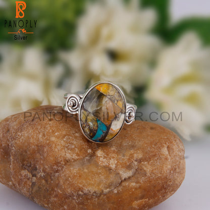 Mojave Bumblebee Turquoise Designer Oval 925 Silver Ring