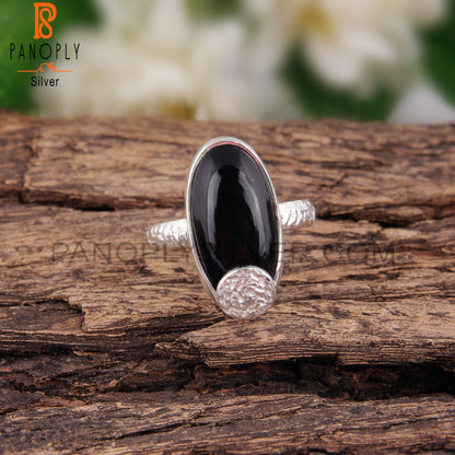 Stylish Black Onyx Oval Shape 925 Sterling Silver Pretty Ring