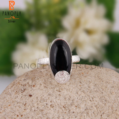 Stylish Black Onyx Oval Shape 925 Sterling Silver Pretty Ring