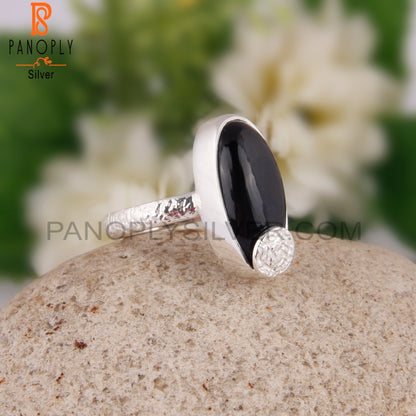 Stylish Black Onyx Oval Shape 925 Sterling Silver Pretty Ring