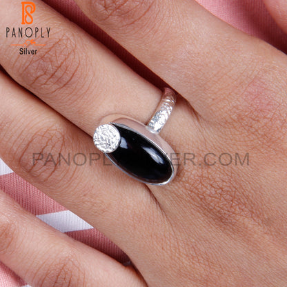 Stylish Black Onyx Oval Shape 925 Sterling Silver Pretty Ring