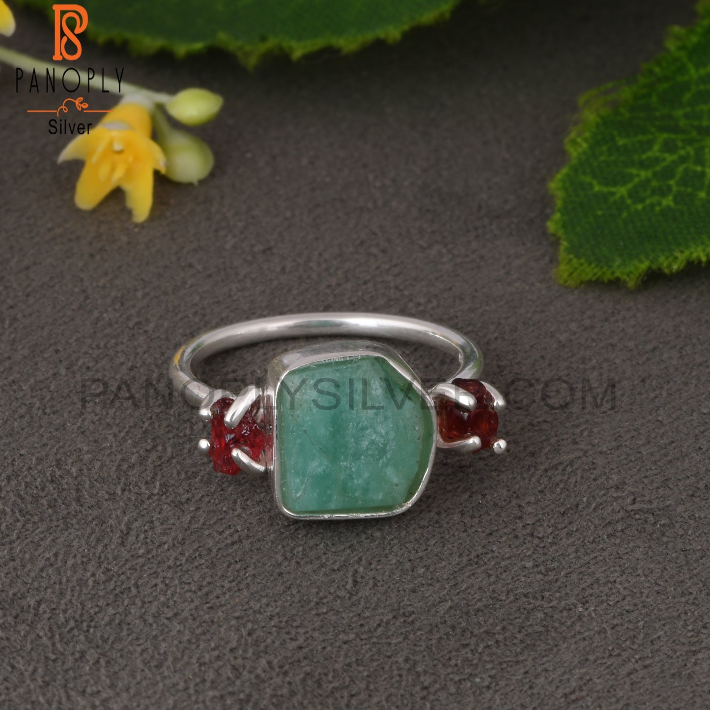 Spinel Ruby & Emerald 925 Sterling Silver Ring
