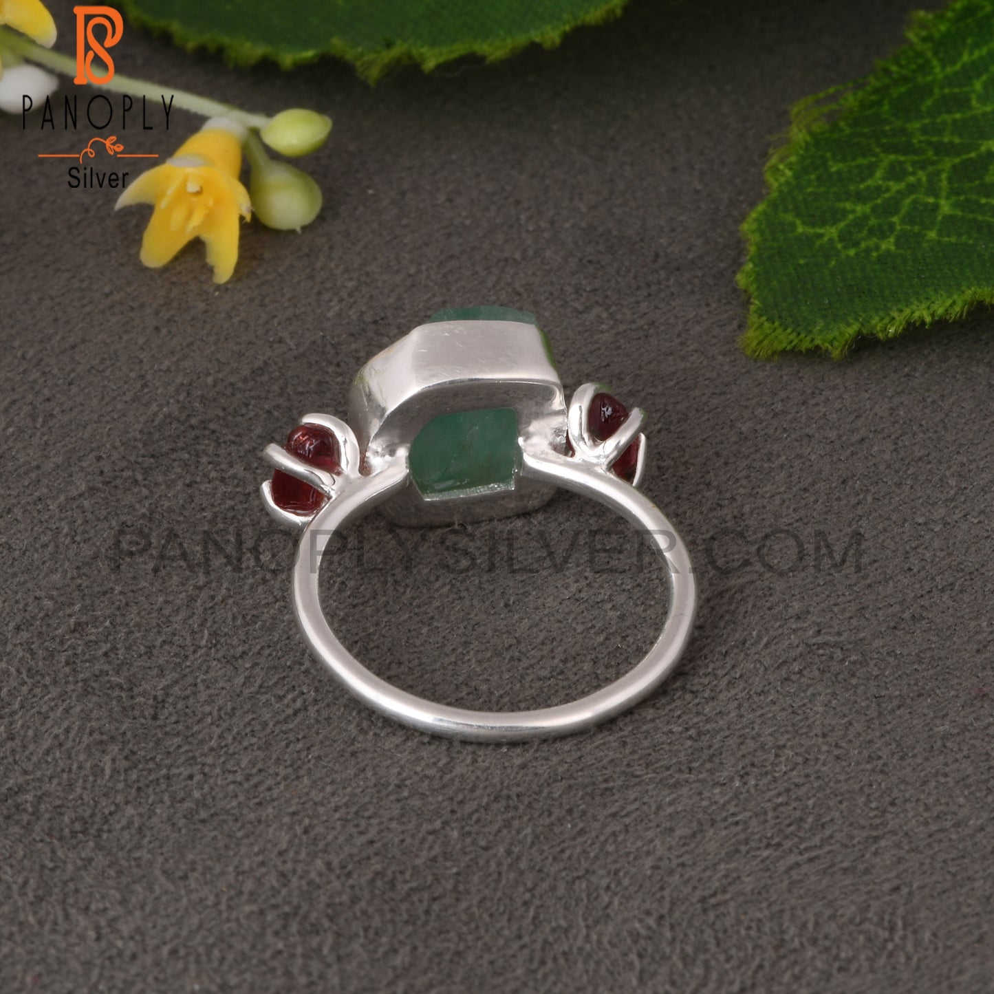 Spinel Ruby & Emerald 925 Sterling Silver Ring