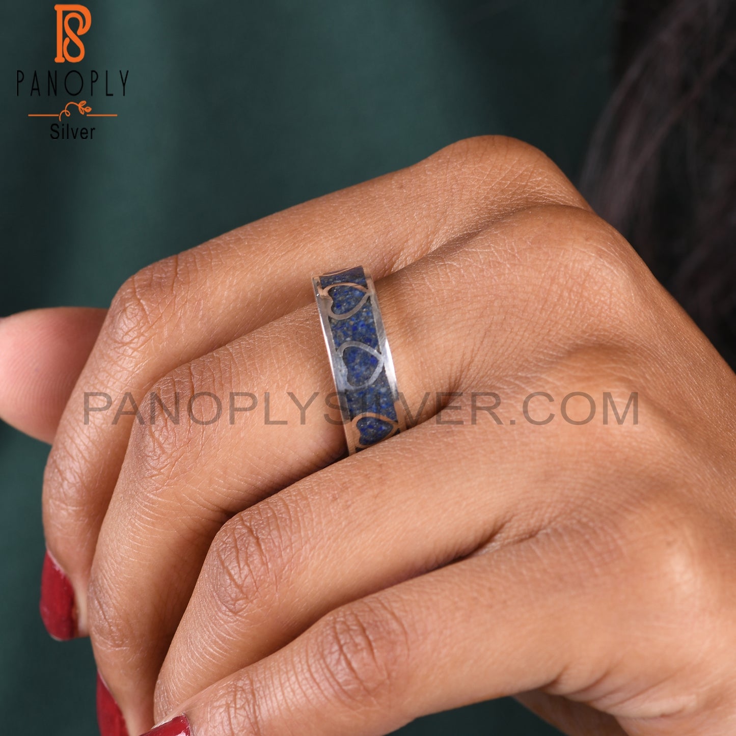 Lapis Inlay 925 Sterling Silver Women’s Ring