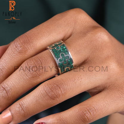 New Malachite Inlay Aesthetic 925 Sterling Silver Ring