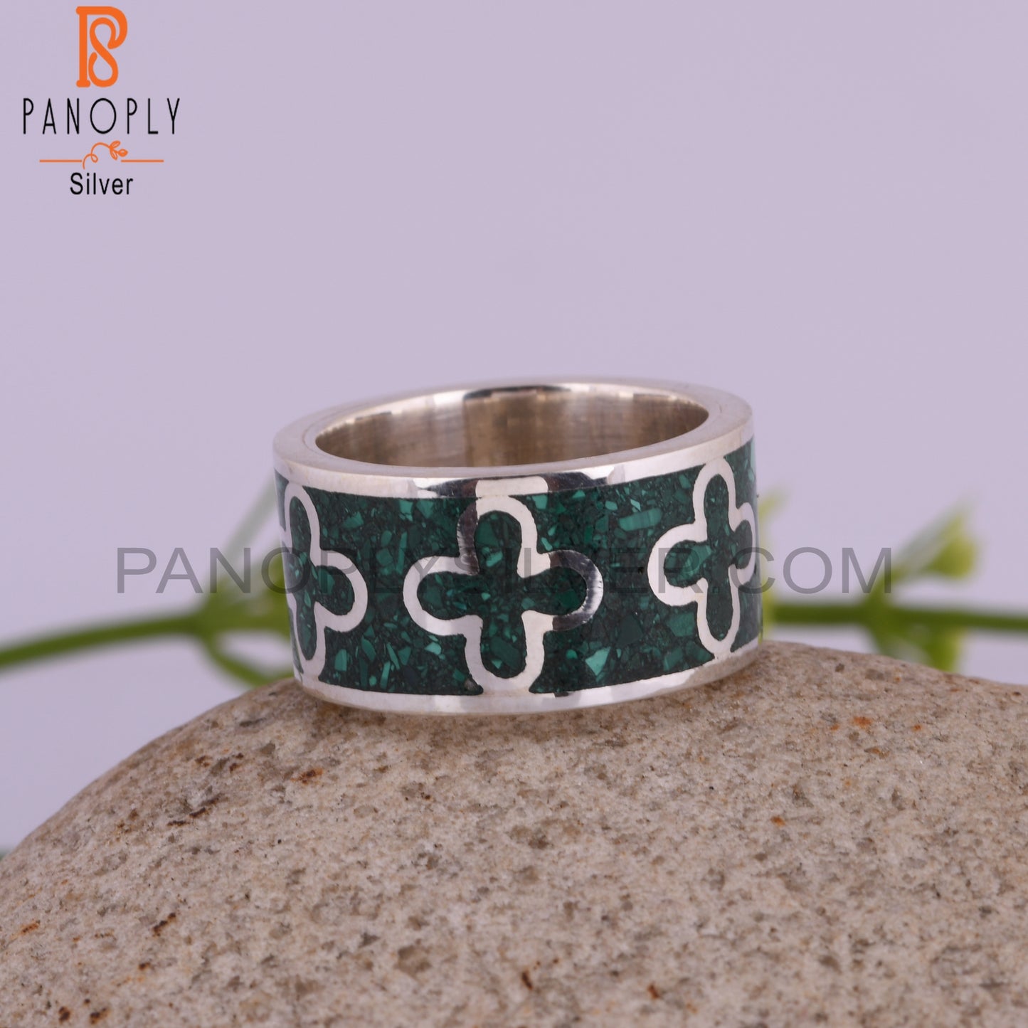 New Malachite Inlay Aesthetic 925 Sterling Silver Ring