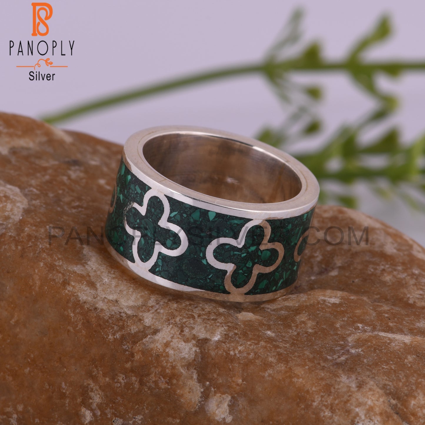 New Malachite Inlay Aesthetic 925 Sterling Silver Ring