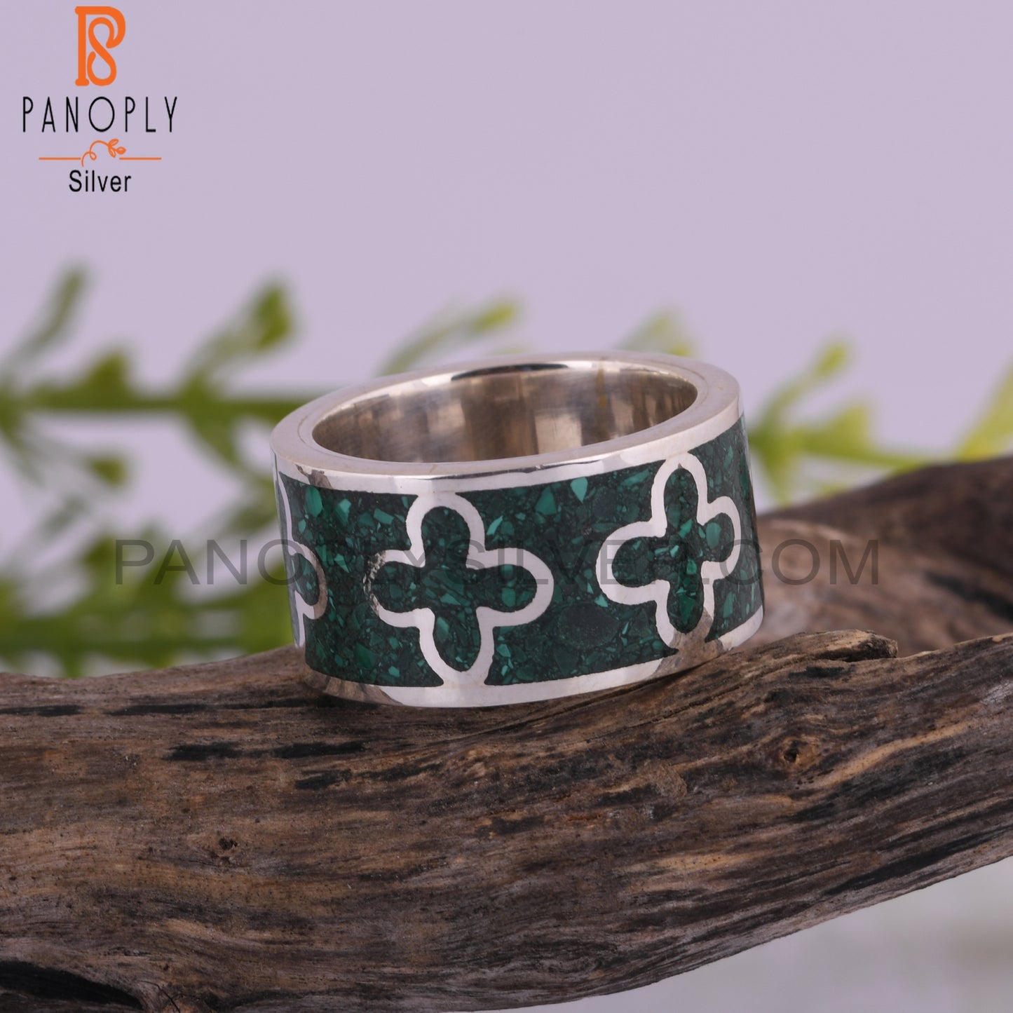 New Malachite Inlay Aesthetic 925 Sterling Silver Ring