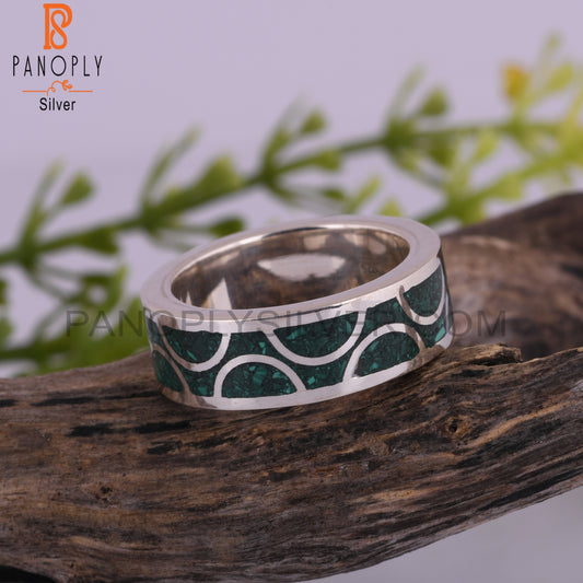 Dainty Malachite Inlay 925 Sterling Silver Ring