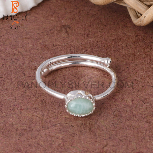 Amazonite Oval 925 Sterling Silver Ring