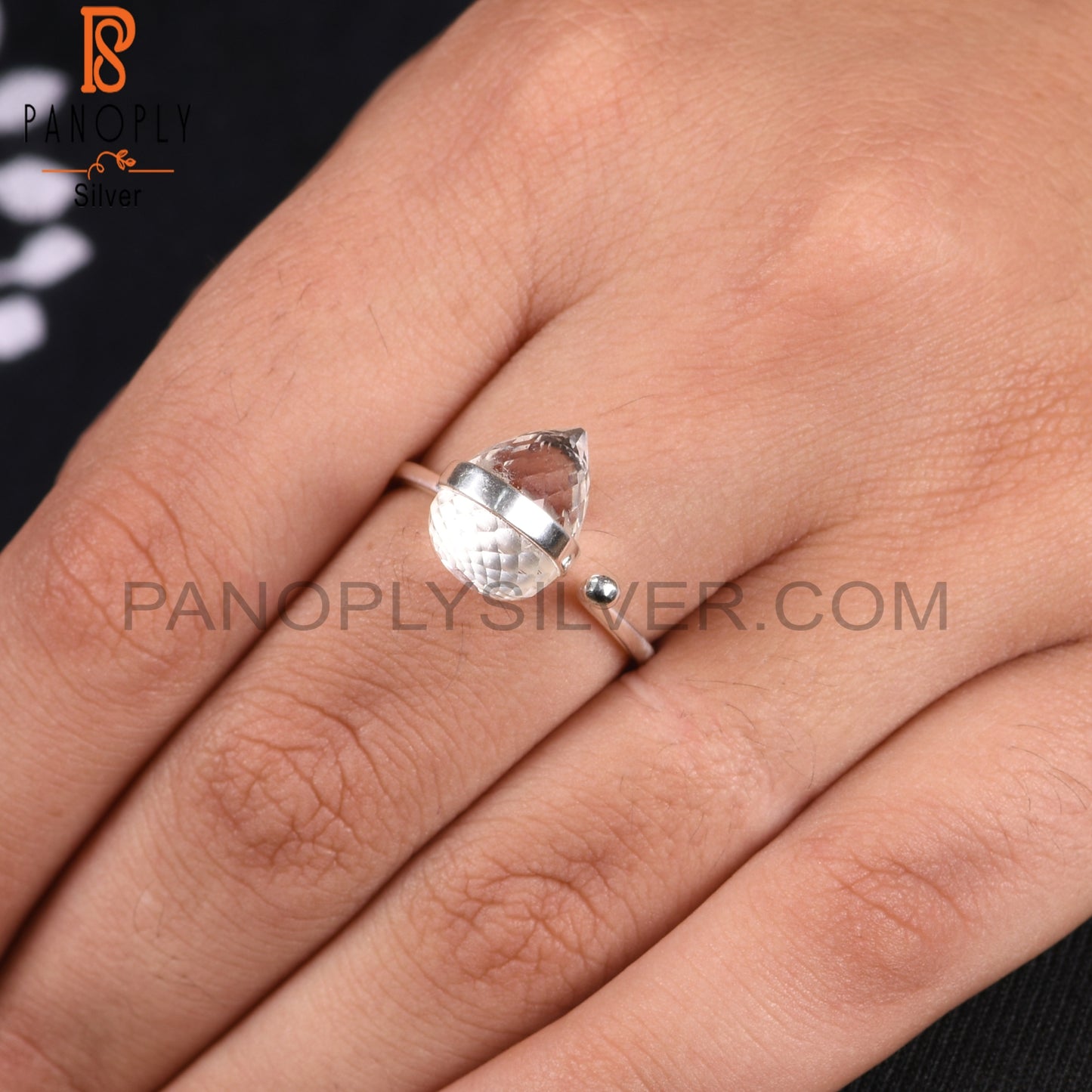 Crystal Quartz Drop 925 Sterling Silver Ring