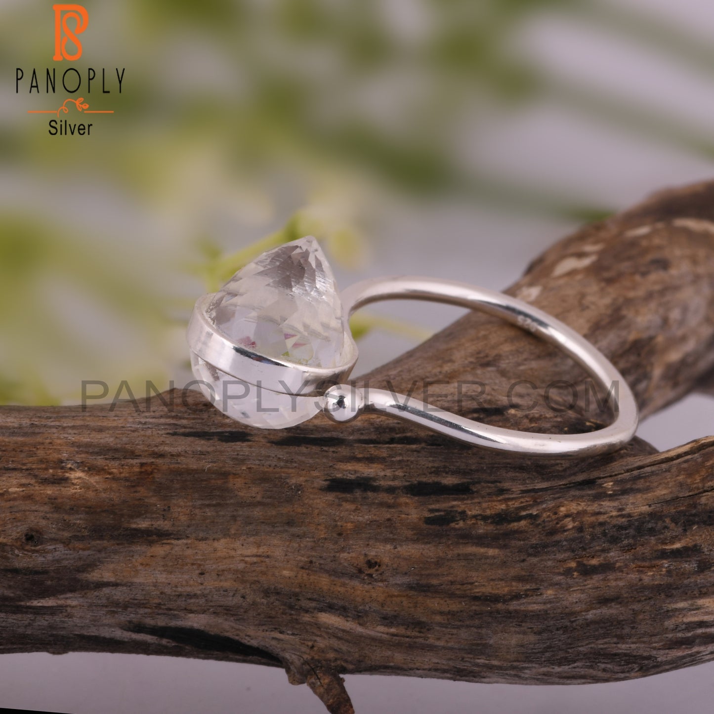 Crystal Quartz Drop 925 Sterling Silver Ring