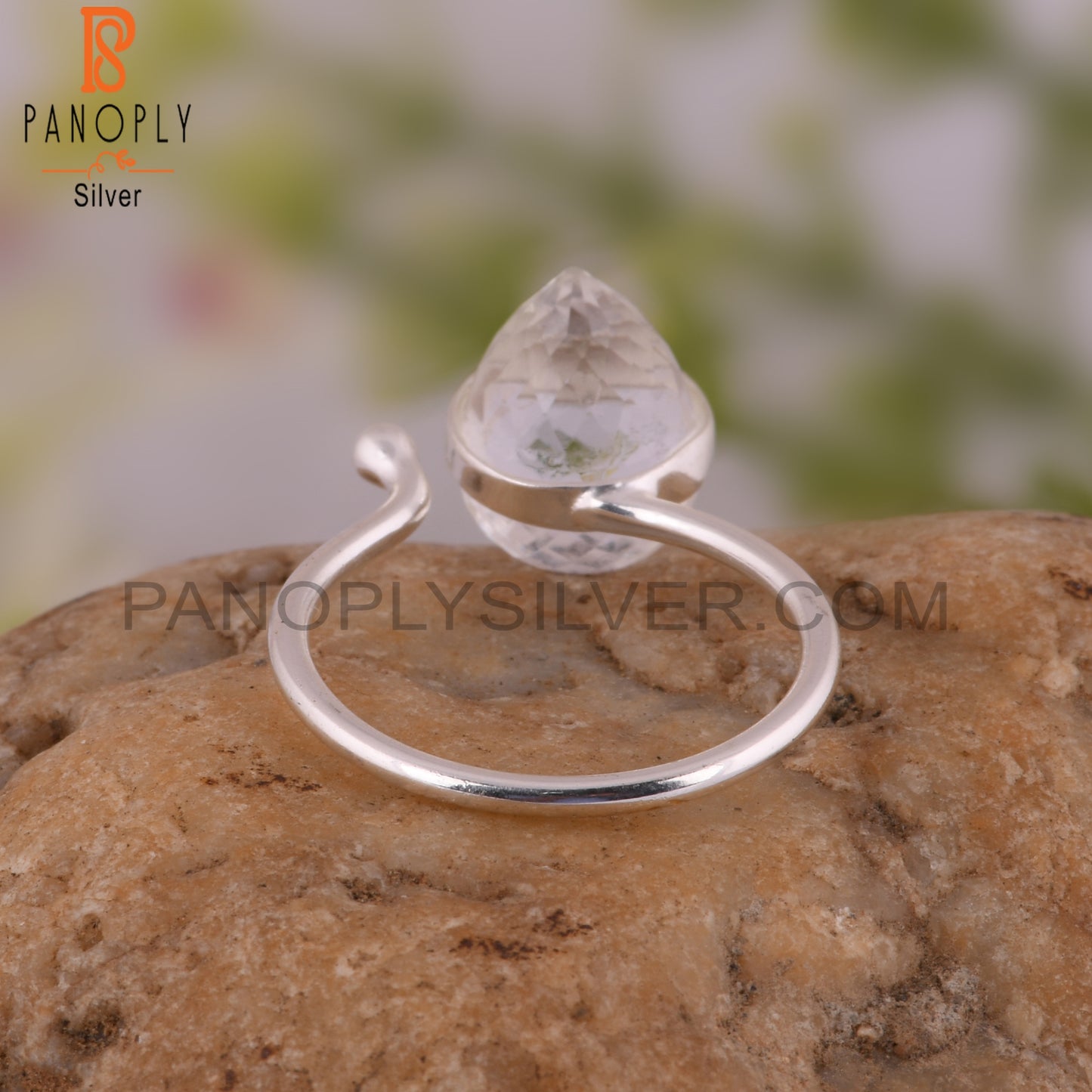 Crystal Quartz Drop 925 Sterling Silver Ring